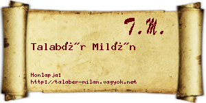 Talabér Milán névjegykártya